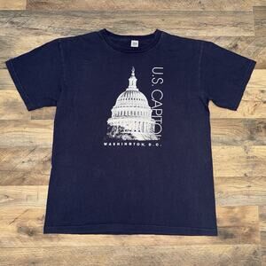 Tipsy US Capital Washington DC TShirt Navy Blue Made In USA Size Large